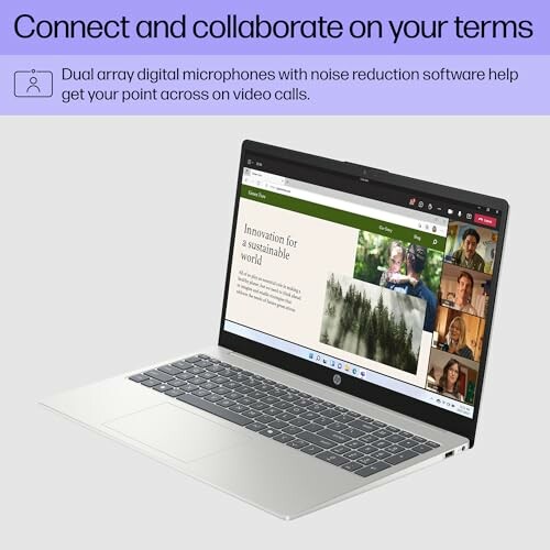 Laptop featuring video call and collaboration capabilities.