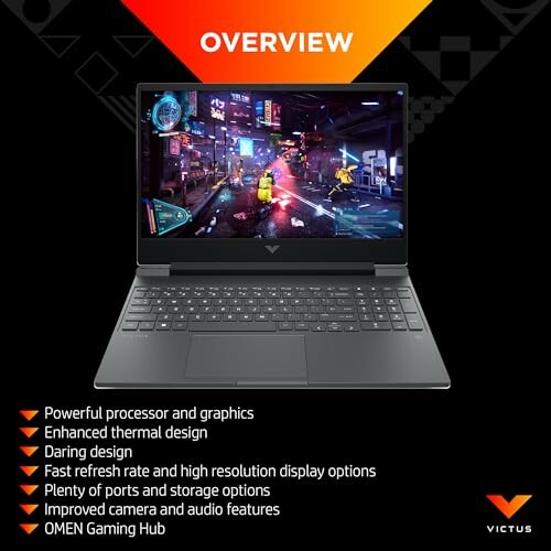 Gaming laptop with features listed below image.