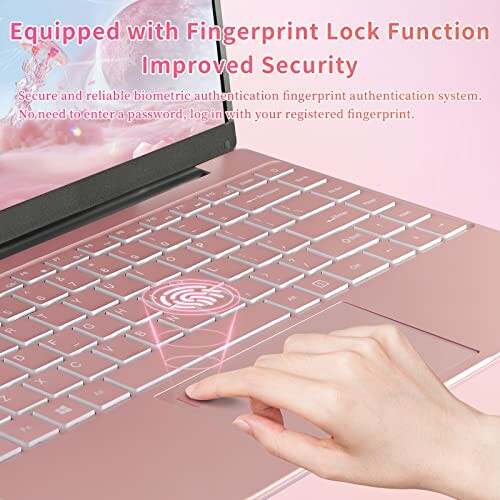 Laptop with fingerprint lock feature for enhanced security.
