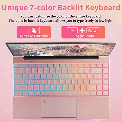 Laptop with 7-color backlit keyboard and sensitive touchpad